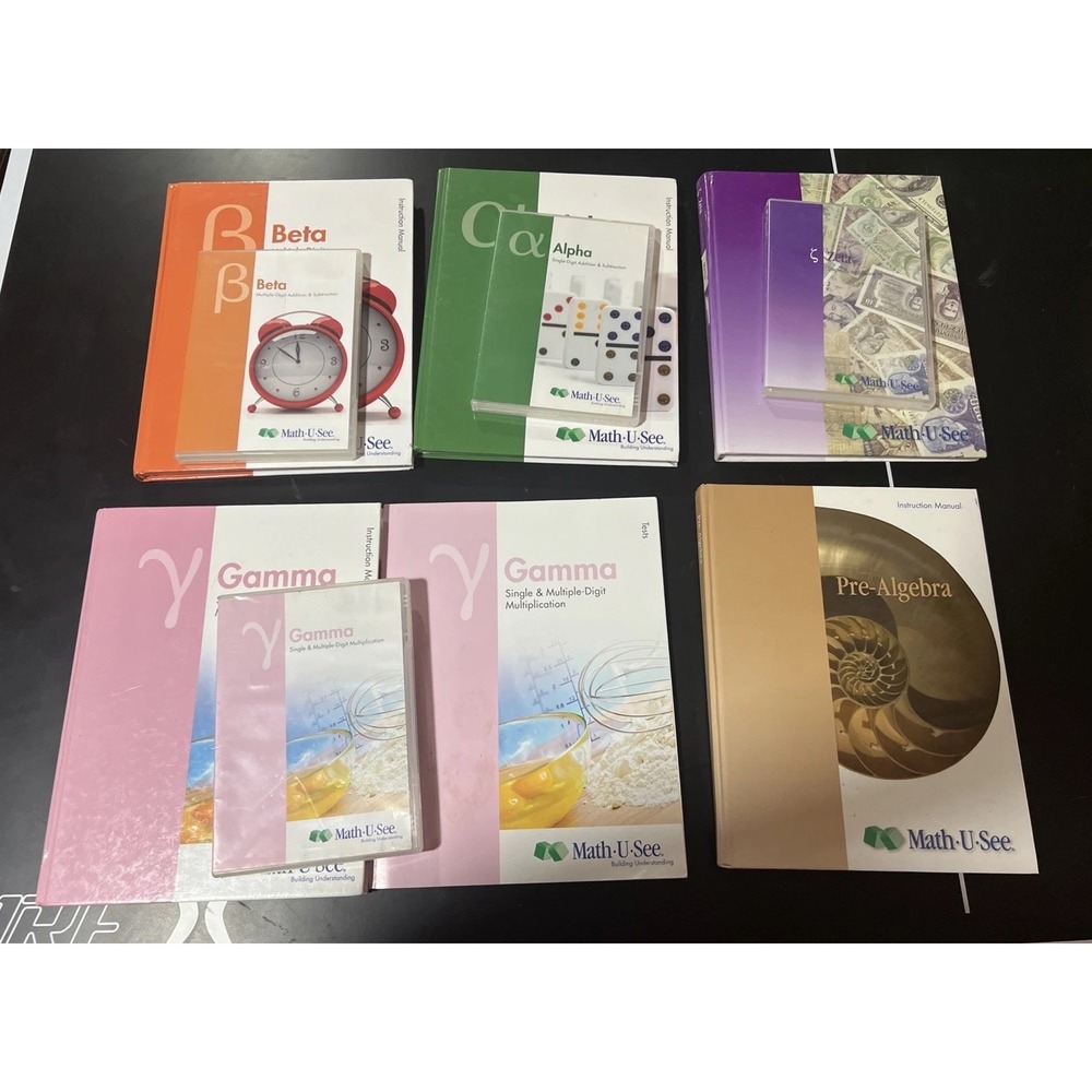 Lot of 10 Math U See Instruction Manual Books & DVDs Gamma/Beta/Delta & More